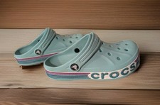 Crocs Iconic Comfort Light Blue Glitter Girl's Clog Size J2 Kids size 2 or 3 