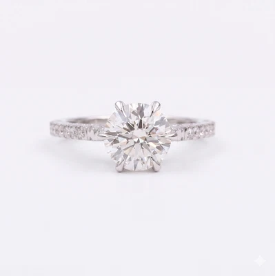 2,50 Karat Labdiamond Ring Rund Halo Pave 925 Sterling Silber Verlobungsring - Bild 1 von 4