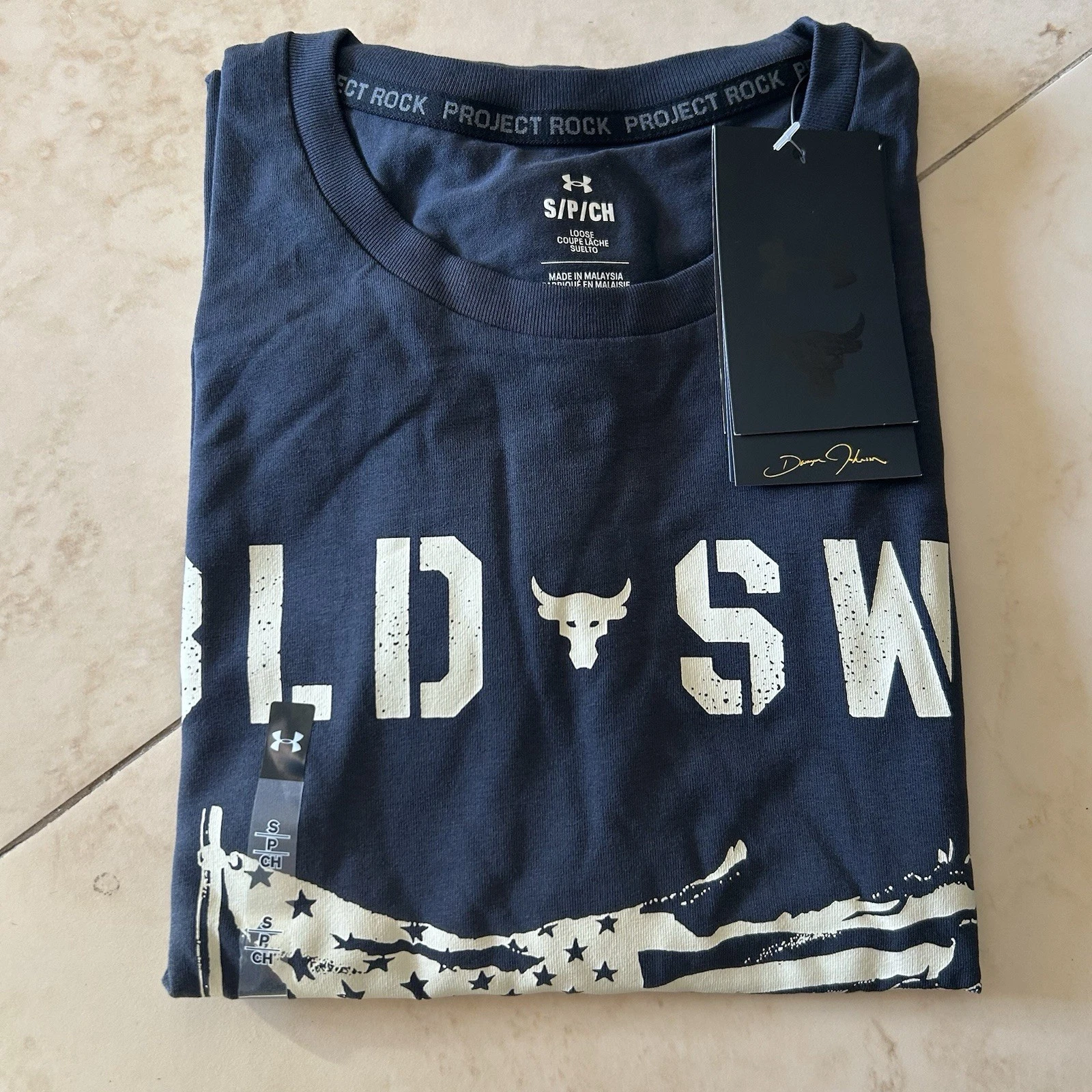 Under Armour Project Rock Veteran's Day BSR Flag T-Shirt Men's Sz Small $40