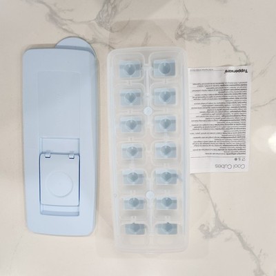 Tupperware Fresh And Pure Ice Cube Tray Icelandic Mist Blue Flip and Fill Lid