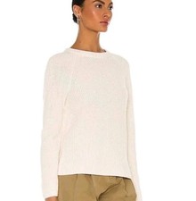 Vince Ribbed Cashmere Blend Crewneck Sweater Pullover Cream Small