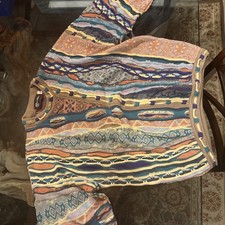 Vintage tundra coogi style sweater 3D Mercerized Cotton made in Canada size L 