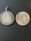 1804 SPANISH 8 REALES/1812 5 FRANCS REPLICA COIN PENDANT ~ SILVER-TONE BEZEL — photo 3