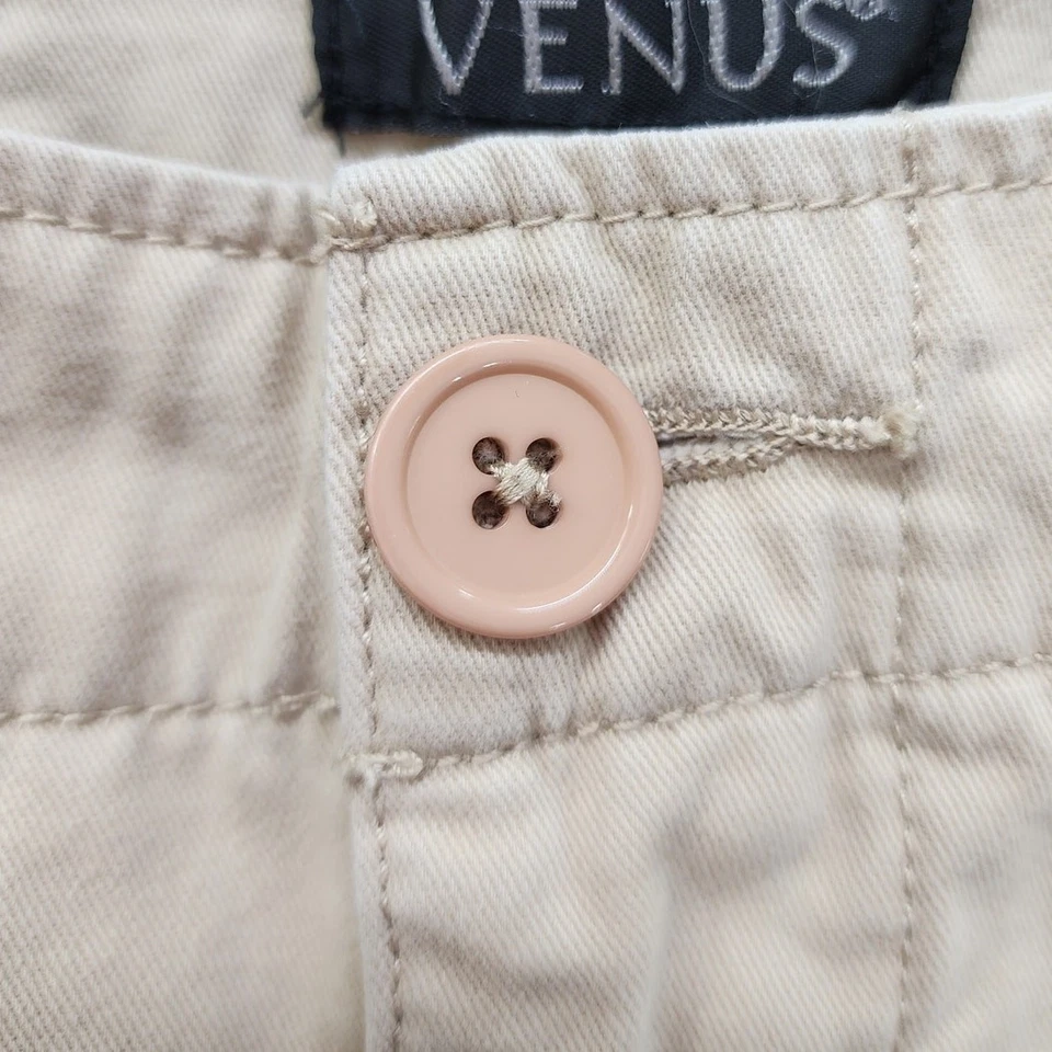 Шорты хаки чино Venus средней высоты размер 8 W32 желтовато-коричневые хлопковые плоские передние карманы - Изображение 2 из 4