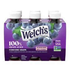 Welch's 100 Grape Juice, Concord Grape, 10 fl oz On-the-Go Bottle Pack of 6 
