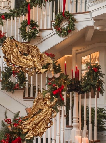 Vintage Französischer Giebel Jugendstil Engel Cherubs Viktorianisch Blattgold Relief Set 2 - Bild 3 von 6