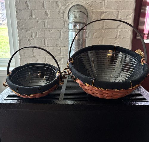 Longaberger Large & Small Autumn Treats Baskets Fabric Liners Plastic Protectors