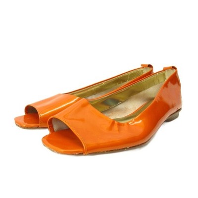 Massimo Santini Orange Patent Leather Pumps Women's 36/9 Flat Shoes AB Condition