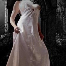 1970s Deadstock NWT Blanche white satin slip gown