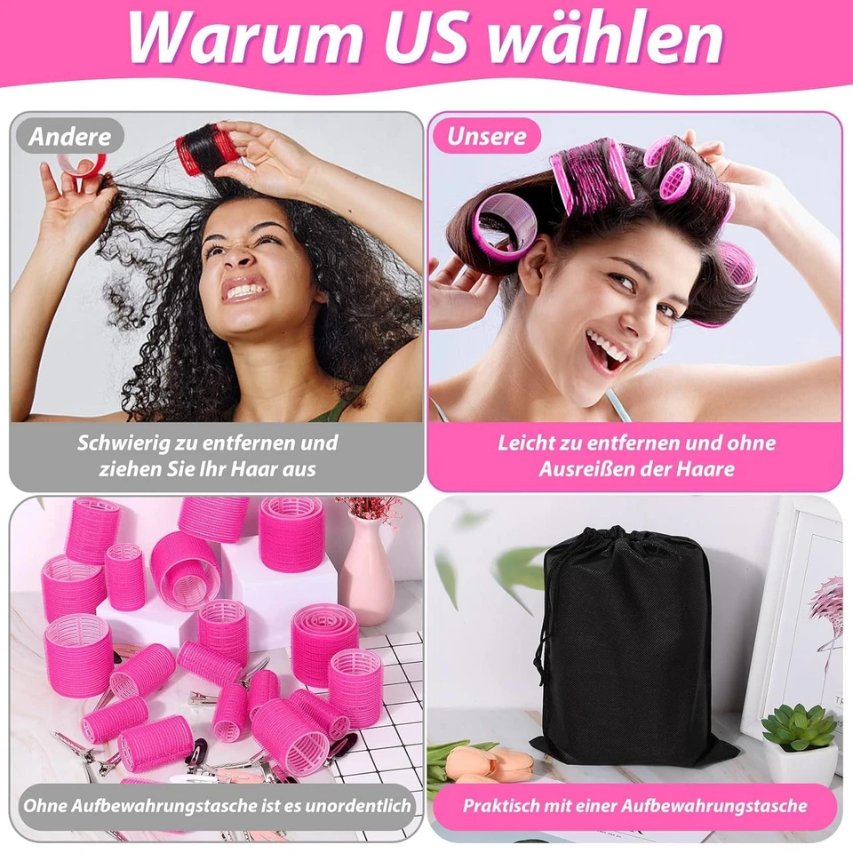Lockenwickler Set 47 Stück Fousenuk selbsthaftend 4 Größen Haarwickler Clips - Bild 4 von 4