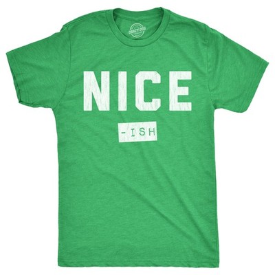 Mens Nice Ish T Shirt Funny Xmas Party Santas List Joke Tee for Guys