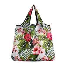 Jumbo Reusable Shopping Bag Heavy Duty Foldable Grocery Tote Tropical Garden