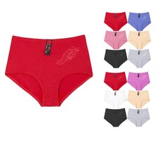 Women's Classic Solid Cotton Blend Panties Solid Mid Rise Briefs 12 Pack