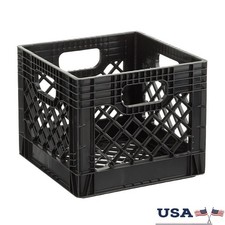 Heavy Duty Plastic Milk Crate 16QT Stackable Storage Container Garage Home Use