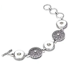 Snap Jewelry Antique Bracelet Toggle Triple Fits 3 18-20mm Ginger Style Charms