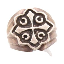 925 Sterling Silver Vintage Ring Dark Tone Large Heavy Cross SZ 8.5 RG32253