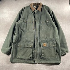 Vintage Carhartt Barn 3XL Green Blanket Lined Full Zip Chore Jacket