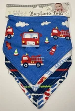 Le Bebe Favorite Bandana Baby Bibs 4 Pack Fire Trucks Fire Rescue Gift