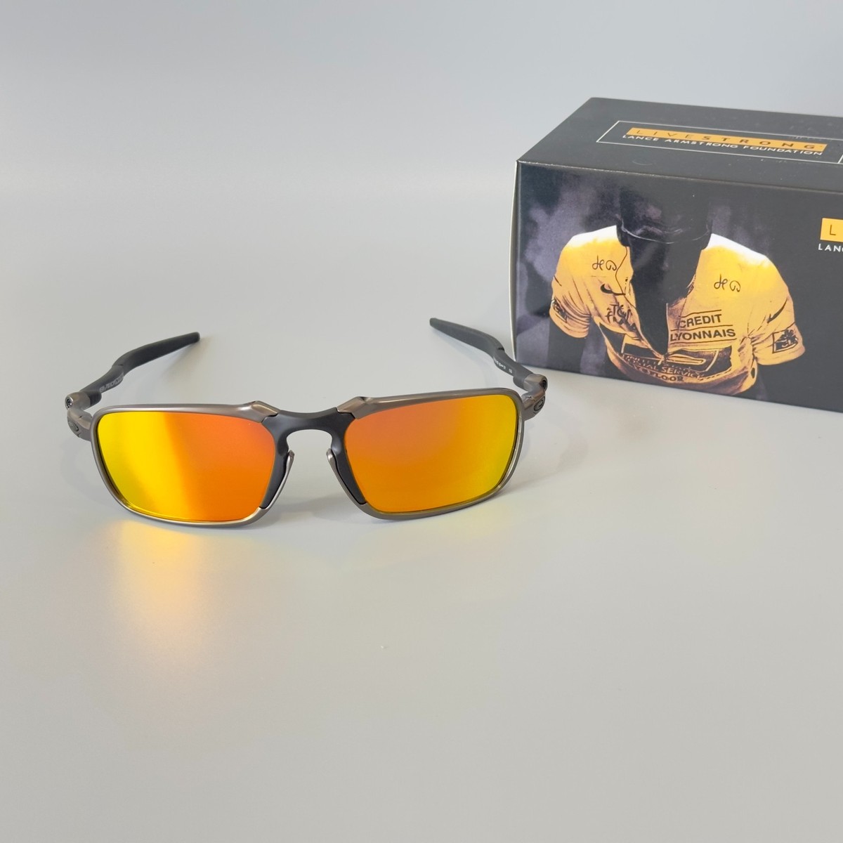 Oakley X-metal Squared Polarized Sunglasses Grey Frame/Red Lenses 