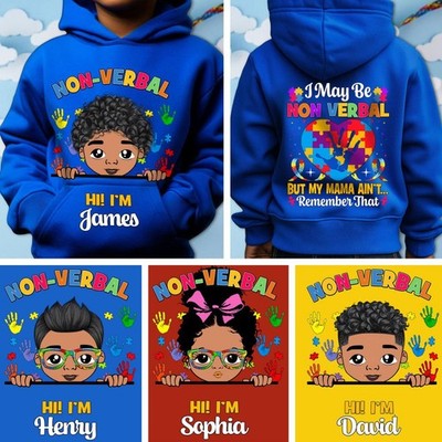 Personalized Autism Kids Hoodie Be Kind Autistic Boys Girls Christmas Gift Idea