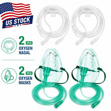 2-Pack Oxygen Tubing 2-Pack Oxygen Masks, Universal Oxygen Therapy Supply Kit