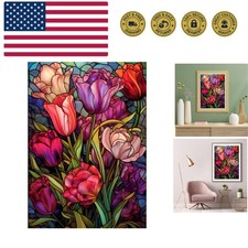 Tulips Diamond Art Painting Kits for Adults - Stained Glass Flower Round Full...