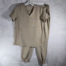 Figs Scrub Set Latte Brown Catarina Scrub Top Size M Zamora Joggers Size L/P