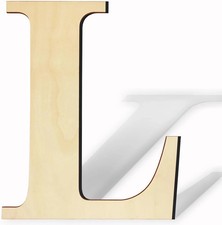 17 Inch Unfinished Wood Letter for Wall Decor, Paintable Thick Wooden Alphabet f