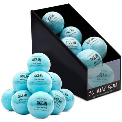 Bath Bombs for Women, BODY & EARTH 10 X 3.5 Ounce (Pack of 10), Ocean Blue 