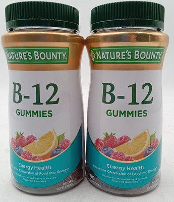 Nature's Bounty B-12 Vitamin 500mcg Gummies Fruit Flavored Lot of 2 Exp 7/27