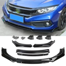 For Honda Civic Si C Glossy Black Front Bumper Lip Spoiler Splitters Body Kit