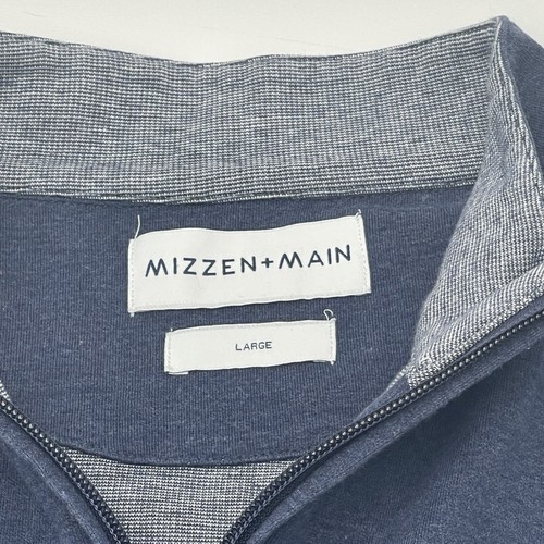 Mizzen Main Quarter Zip Pullover Sweater Mens Size Large Blue Preppy Golf Casual - Picture 2 of 6