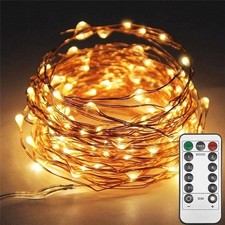 100 LED Fairy Lights 10M USB Copper Wire String Lights Remote Timer Warm White