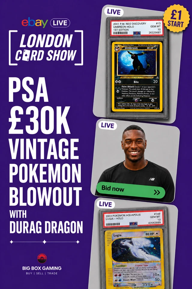 Live from London Card Show | £30k+ PSA Vintage Blowout with Durag Dragon | 99p Starts