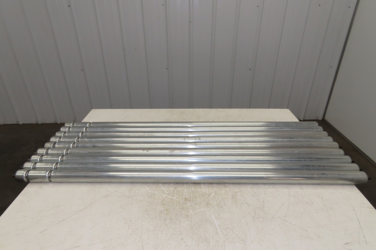 1.9" Conveyor Roller 52"BF Double Groove O-Ring Galvanized Steel Lot of 9
