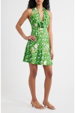DOEN Mazarin Floral Silk Blend Halter Minidress Size M Orig. $398 NEW