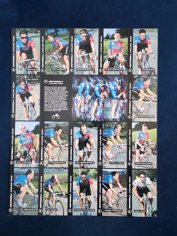 Motorola Cycling Team Uncut Trading Card Sheet 20 Cards Armstrong Hincapie