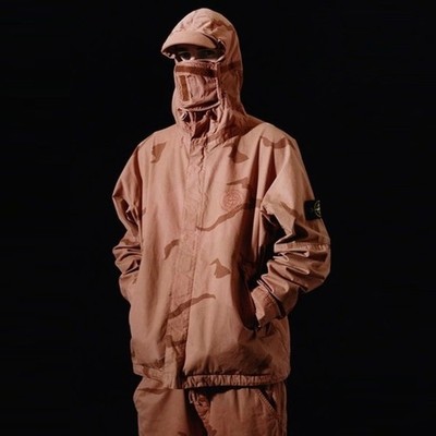 STONE ISLAND SUPREME Riot Mask Camo Jacket Hood Cotton 2C OVD Sand