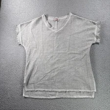 Marisma Top Womens One Size (S/M) Gray Gauze Boxy Fringe Lagenlook Coastal Italy