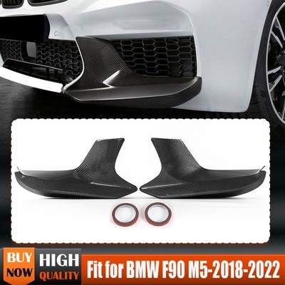 2x For 18-2022 BMW F90 M5 Carbon Fiber Performance Style Front Bumper Splitters