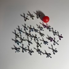 Lot of 30 Vintage Antique Colored Jacks Sturdy Metal JAX Toys Games 1 Ball