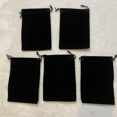 Black Velvet Drawstring Jewelry Organza Bags 4  x 6  (5 Pack)