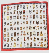 Patriotic Dog Print Scarf Red White Blue Americana Bandana Novelty 20x20 Square