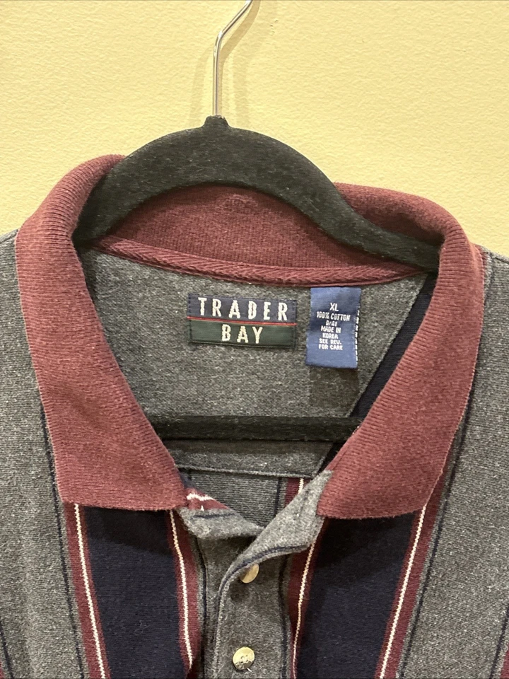 Trader Bay Long Sleeve Striped Cotton Collared Top Men’s XL - Image 3 of 4