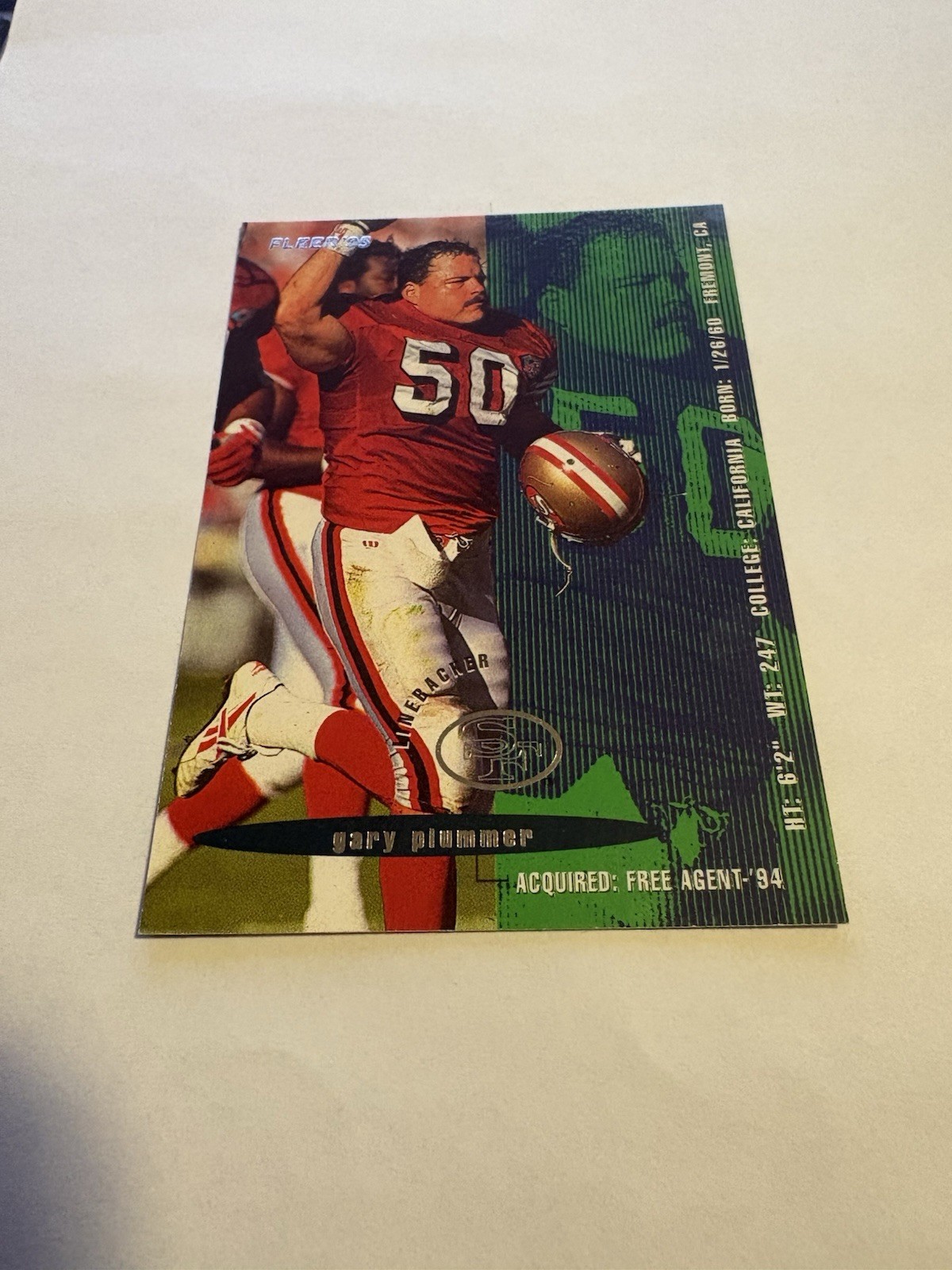 1995 Fleer Gary Plummer #347 San Francisco 49ers Football Card