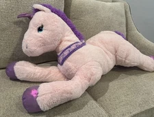 Hug Fun Giant Jumbo Huge XL Unicorn Sparkly Plush Stuffed Animal Purple Pink 44"