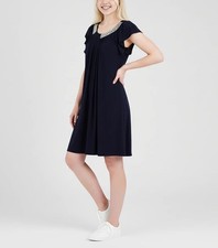 Another Thyme Women’s Size 8 Black Embellished Collar Cap Sleeve Dress