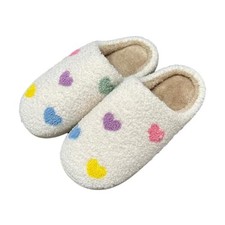 Valentines Day Slippers Fuzzy Love 7.5-8.5 Women/6.5-7.5 Men Colorful Heart