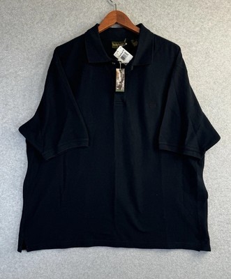 VTG NWT Timberland XXL Black 100% Cotton Polo Shirt Short Sleeve Logo