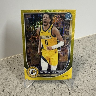 Tyrese Haliburton #/75 Yellow Mojo Refractor 2025 Bowman Basketball - Pacers